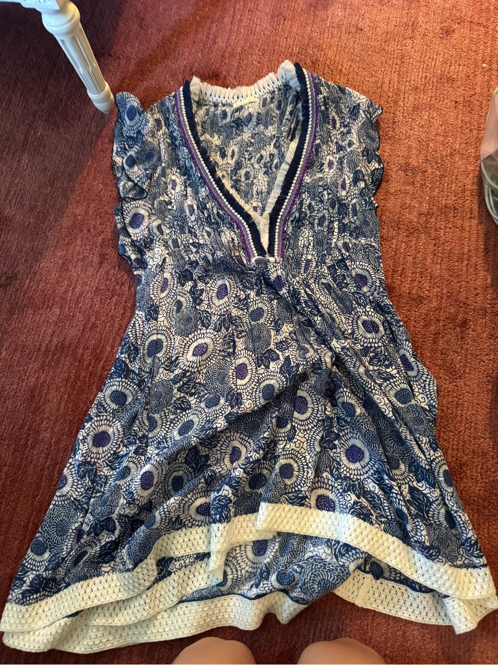 Poupette St. Barth Navy and White Printed Mini Dress